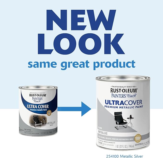 Rust-Oleum 254100 Painter's Touch Metallic Paint, Quart, Metallic Silver, Pack of 1
