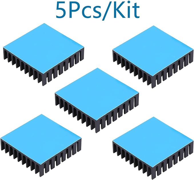 5PCS Aluminum Heat Sink 35x35x10mm / 1.38x1.38x0.39inch Small Heatsink 35mm with Thermal Tape for CPU IC LED Board Cooler for Cooling Stepper Motor TEC1-12706 Peltier Module, Black