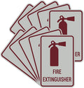 Signs ByLITA Portrait Round Fire Extinguisher Sign with Adhesive Tape, Mounts On Any Flat Surface (Light Grey/Burgundy) - Medium (10 Pack)