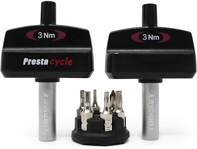 Prestacycle Mini Bike TorqKeys - Preset Torque Tool w/6 Bits & Holder – Compatible with Standard 1/4" hex bit - Choose from Sizes: 3Nm, 4Nm, 5Nm.