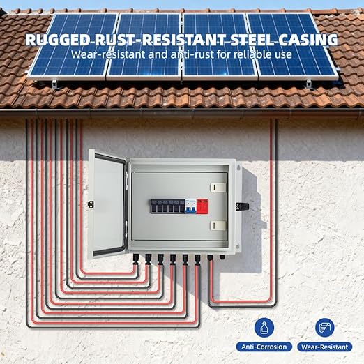 6 String Solar PV mc4 Metel Combiner Box 16A Rated Current Fuse 63A Air Circuit Breaker Out Door IP65 Waterproof (6 String- 16A)
