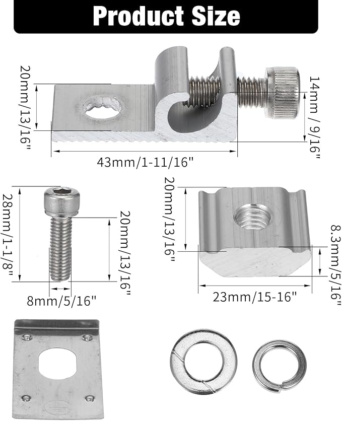 16 Pcs Solar Panel Grounding Lugs, Stainless Steel, Silver, MOUNT BRACKET, Solar Grounding Clips
