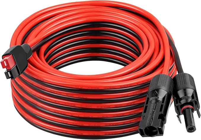 10AWG Solar Panel to Anderson-Style Connector Extension Cable 35FT, Tinned Copper Wire, 600V Rated, High-Temperature Resistance, for Solar Power Systems and Battery Connections