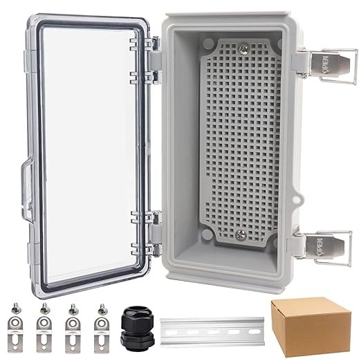 Waterproof Electrical Box, IP67 Junction Box Stainless Steel Latch Hinged Clear Cover Project Enclosure with Wall Bracket 7.9"x3.9"x2.8"