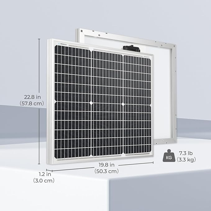 Renogy Solar Panel 50 Watt 12 Volt, High-Efficiency 50W Solar Panel Monocrystalline PV Module Power Charger for RV Marine Rooftop Farm Battery and Other Off-Grid Applications