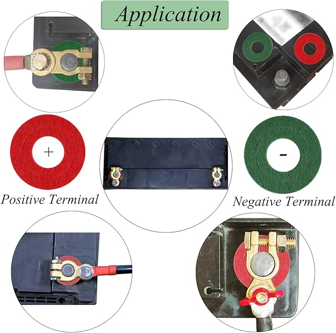 Febrytold 24 Pcs Battery Terminal Anti Corrosion Washers, 12 Pcs Red and 12 Pcs Green Battery Terminal Fiber Protector