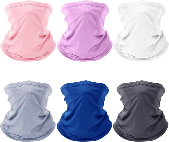 6 Pack Neck Gaiter for Men Women Gator Summer UV Dust Mask Cooling Neck Gaiters Face Cover for Sun Protection Scarf Bandana