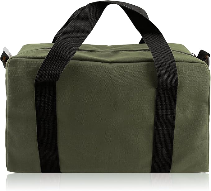 Small Tool Bag,Close Top Wide Mouth Tool Organizer Bag,Large Capacity Tool Bags for Men,Canvas Tool Storage Bag for Storage Handbag for Screwdrivers,Wrench,Pliers Hand Tools (Army Green, 16 Inch)