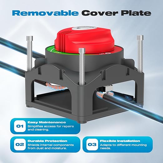 1-2-Both-Off High Current Battery Disconnect Switch 600A 12-48V Master Cut Disconnect Switch Isolator for Truck Car Vehicle RV Marine Boat