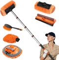 16FT Car Wash Brush with Long Handle, Car Cleaning Brush Kit with Soft Bristle Brush, Window Squeegee, Microfiber Mop, Wheel Brush, Mitt for Cleaning Truck, RV, Boat, Solar Panels