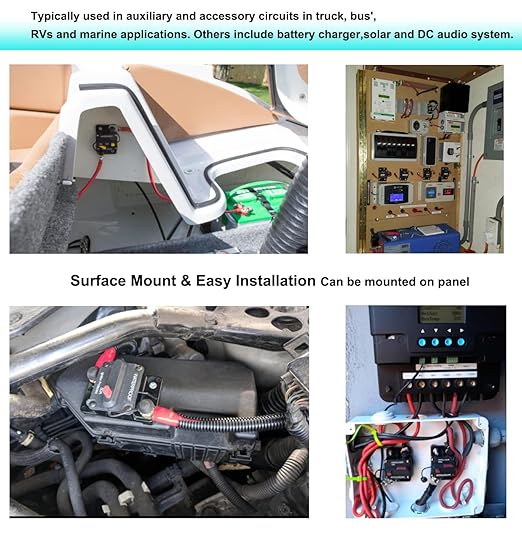 12V 24V 15A Circuit Breaker Manual Reset for Car RV Solar Marine Automotive, 12 Volt-32V DC Boat Trolling Motor Breaker 15 Amp, T3 Resettable in-Line Fuse, Overload Protection, Waterproof
