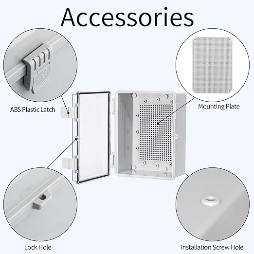 Junction Electrical Box Waterproof Box ABS Plastic Dustproof Waterproof Outdoor Universal Project Enclosure Weatherproof Enclosure Clear 8"x6.1"x3.9"