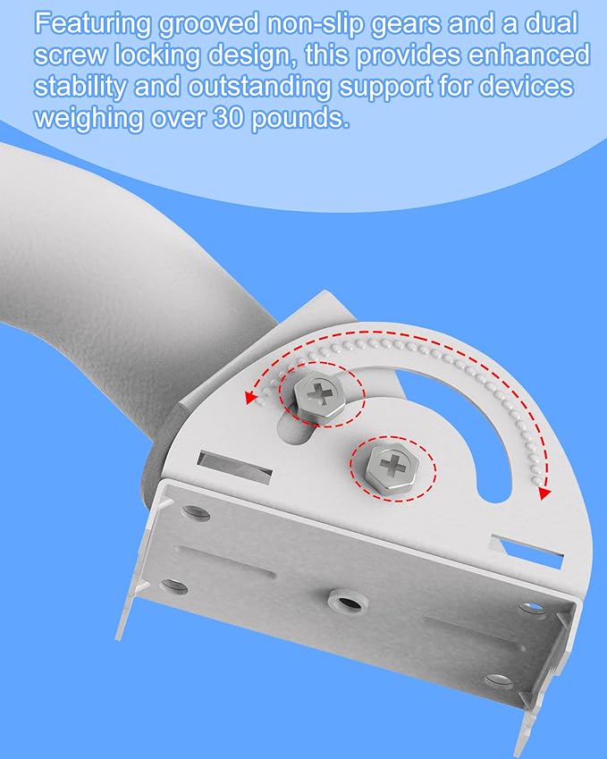 Outdoor Antenna Mount for Wireless Bridge, 1-Pack 11 in Dual Screw Locking J Pole Mounting Bracket for Wall or Pole, 160° Angle Adjustable, 1.38 in OD, for CPE, Access Point or Weather Station