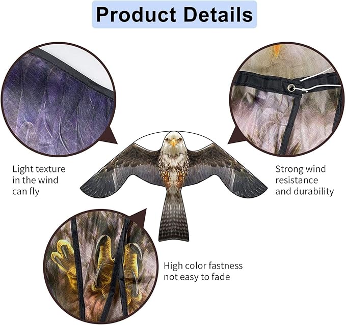 eyijklzo Bird Scarer Flying Kite Crops Farm Flying Bird Hawk Flying Kite, Only Grey Kite