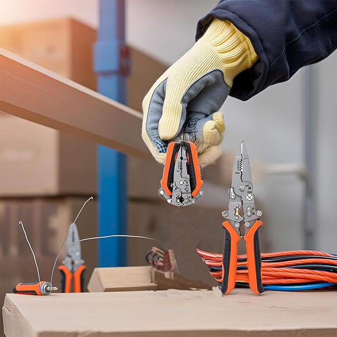12in1 Multifunctional Wire Stripper Foldable Wire Stripper Twister Professional Electrician's Pliers Cable stripping pliers for cutting stripping crimping Crimping Tool (1)
