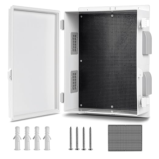 Outdoor Waterproof Electrical Junction Box, ABS Water Resistant Enclosure with Internal Mounting Panel & Hinged Cover (15.7" H* 11" L* 5.9" W)
