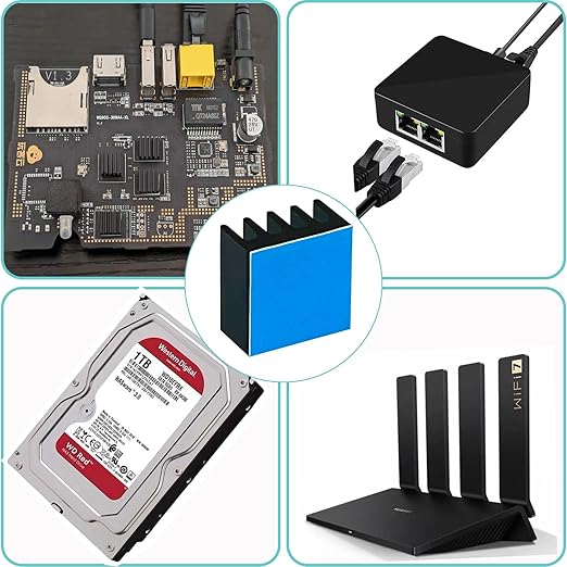 20pcs 9mm Mini Heatsink Kit, Includes 3M 8810 Thermal Conductive Adhesive Tape, Cooler Heat Sink for Cooling VRM Stepper Driver MOSFET VRam VRM Stepper Driver MOSFET VRam Regulators (9mmx9mmx5mm)