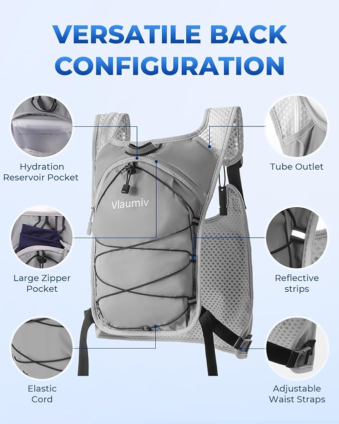 Running Vest with 2L Water Bladder, Hydration Backpack with Adjustable Straps, Lightweight & Breathable Design, Reflective Chest Pack for Men & Women, Ideal for Running and Cycling