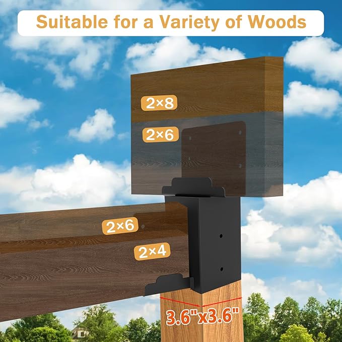 4 Pcs Deer Stand Brackets 4x4 (Strengthen Support, Easy Installation), Outdoor Angle Brackets with Powder-Coated for Deer Stand, Tree House, Shooting Shack & Outdoor Platforms
