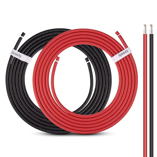 Solar Panel Wire - iGreely 12 Gauge Wire 30Ft Black & 30Ft Red 12AWG(4mm²) Tinned Copper PV UV Resistant Cable for Boat Marine Automotive RV Solar Panel Outdoor