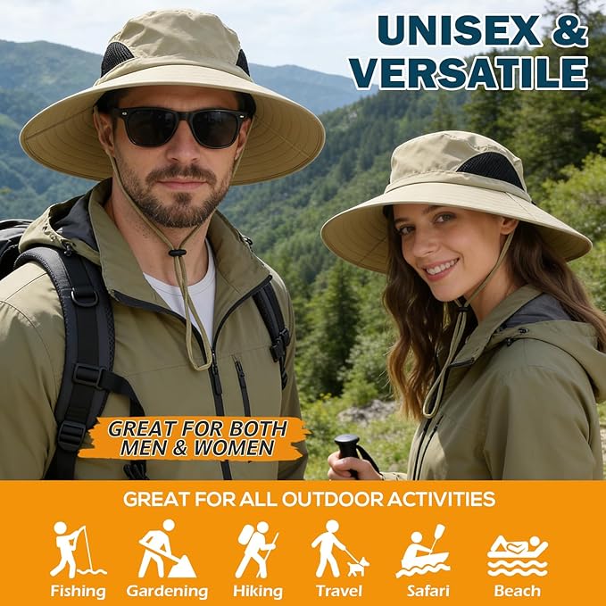 EINSKEY Wide Brim Sun Hat, UPF 50+ UV Protection Waterproof Packable Bucket Hat for Men & Women, Fishing Hiking Beach Garden