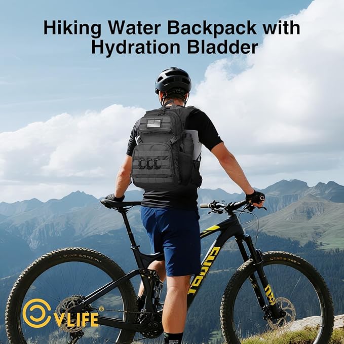 CVLIFE Hydration Backpack with 3L TPU Tactical Water Bladder, 22L Hiking Backpack for Men Women, Heavy Duty Molle Water Backpack with Multiple Compartments for Cycling Running Hunting Camping