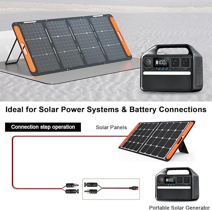 XRDS -RF 10AWG Solar Panel to Anderson-Style Connector Extension Cable 10FT, Tinned Copper Wire, 600V Rated, High-Temperature Resistance, for Solar Power Systems and Battery Connections