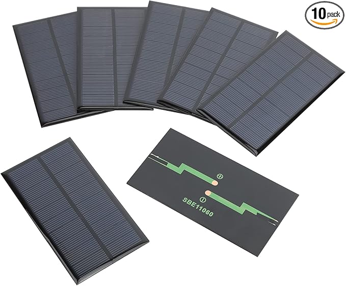 FellDen Micro Solar Panels Photovoltaic Solar Cells, 10PCS 5V 200mA Epoxy Solar Panel Kit Polycrystalline Solar Cells 110mmx60mm / 4.33"x 2.36"