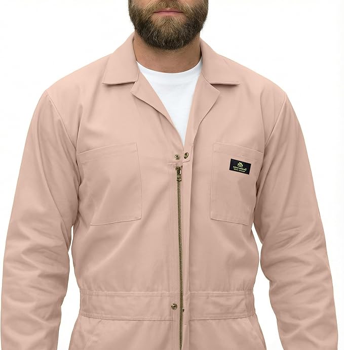 Natural Uniforms Mens Long Sleeve Zip Up Twill Coverall, Stain and Wrinkle Resistant