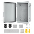 Waterproof Electrical Junction Box, IP67 Plastic Weatherproof Electrical Enclosure with Aluminum DIN Rail, Mounting Plate, Wall Brackets for DIY Project WiFi(5.9"×3.9"×2.8")