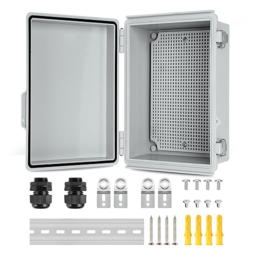 Waterproof Electrical Junction Box, IP67 Plastic Weatherproof Electrical Enclosure with Aluminum DIN Rail, Mounting Plate, Wall Brackets for DIY Project WiFi(5.9"×3.9"×2.8")