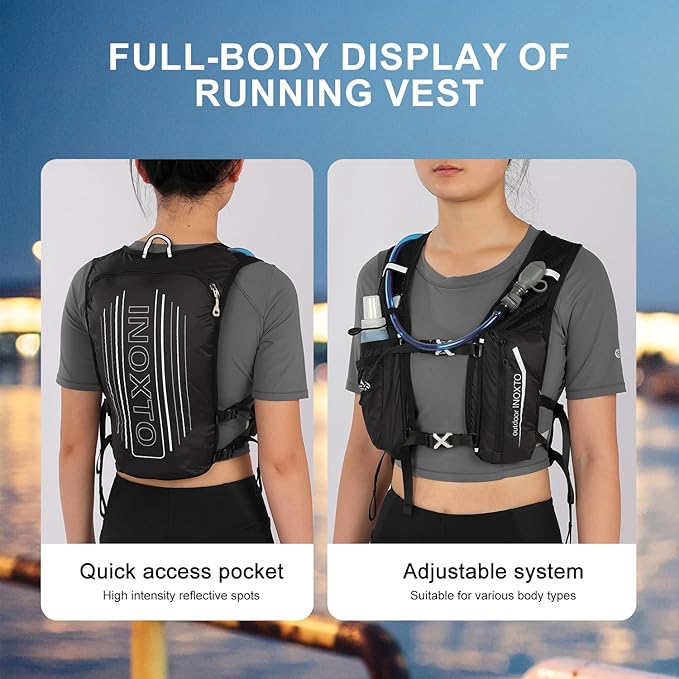 INOXTO Running Hydration Vest Backpack,Lightweight Insulated Pack with 1.5L Water Bladder Bag Daypack for Hiking Trail Running Cycling Race Marathon for Women Men