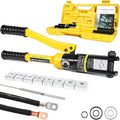 12 Tons Hydraulic Crimping Tool with 8 Dies for 8AWG-4/0AWG Cables & Stainless Steel, Professional Battery Terminal & Wire Rope Crimper Kit with Portable Case