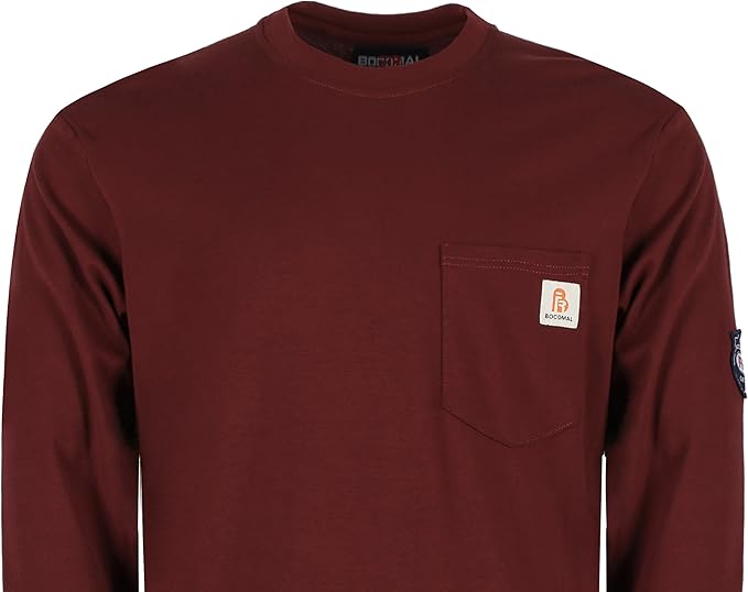 BOCOMAL FR Shirts Lightweight Classic Crew Long Sleeve Fire Resistant Shirt CAT2