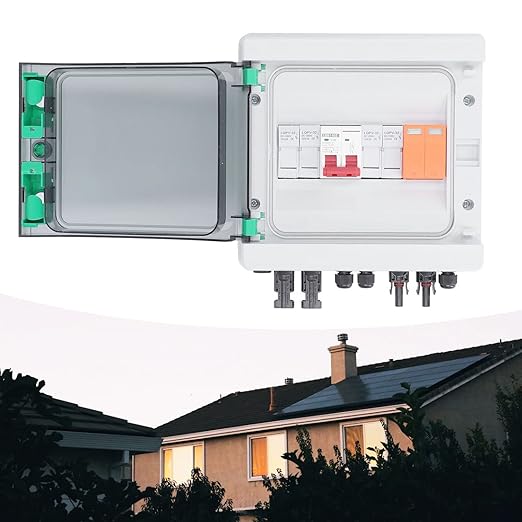 PV Combiner Box 2 String Solar Combiner Box with 15A 32A Circuit Breaker DC500V
