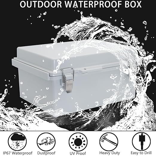 Electrical Box, Outdoor Waterproof Box IP67 Junction Box with Mounting Plate,ABS Plastic Project Box Power Cord Enclosure Clear 5.9" Dx5.9 Wx3.5 H