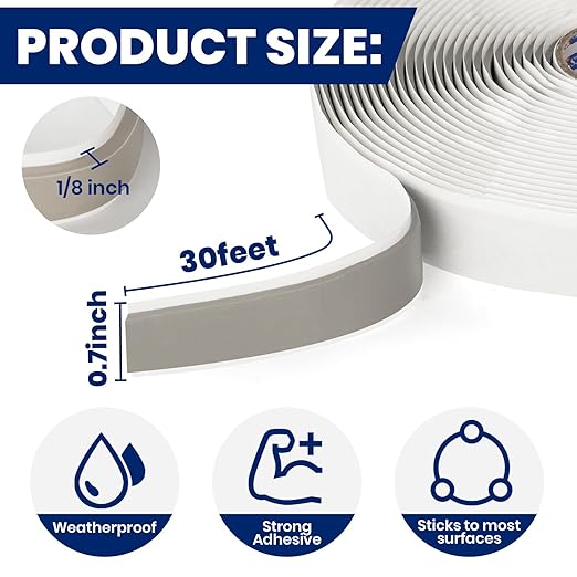 ADHES Premium Butyl Sealant Tape 3/4" x 30 'x 1/8" Gray Butyl Rubber Sealant Tape for RVs, Vehicles, Marine and Home Repair – Ideal for Headlights, Windows, Doors, and Windshields