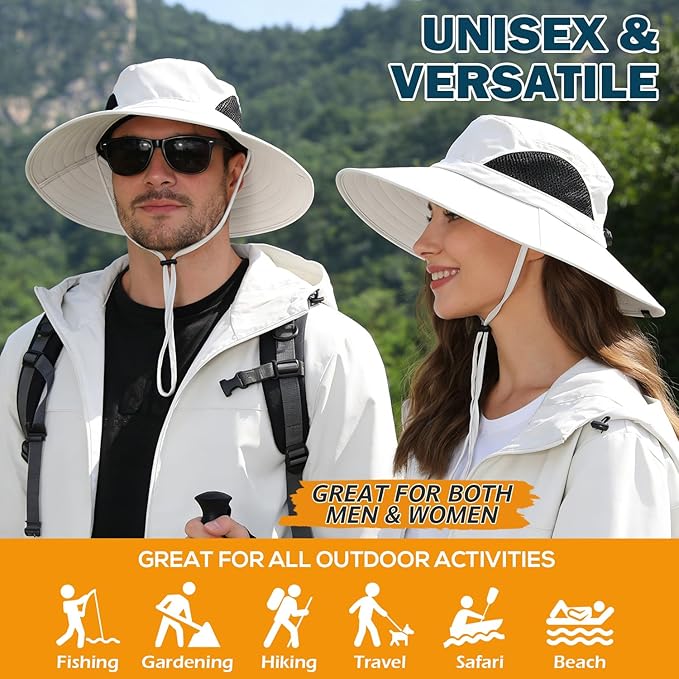 EINSKEY Wide Brim Sun Hat, UPF 50+ UV Protection Waterproof Packable Bucket Hat for Men & Women, Fishing Hiking Beach Garden