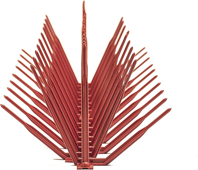 Bird B Gone - Brick Red Plastic Anti Bird Spikes (100') - Humane Deterrent - Stops Pigeons & Birds from Roosting - UV-Stabilized Polycarbonate - for Rooftops, Ledges, Fences, Etc - Made in USA