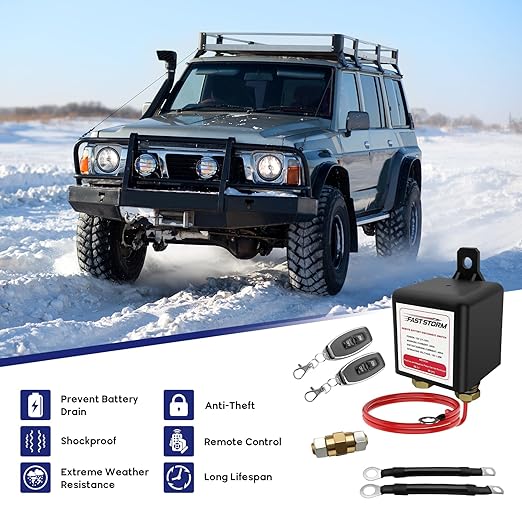 Side Post Remote Battery Disconnect Switch 12V, 250A Negative Battery Cut Off Switch Anti-Theft Kill Switch Kit Upgrade Prevent Battery Drain for Car Truck, RV Auto, Boat,Vehicle etc