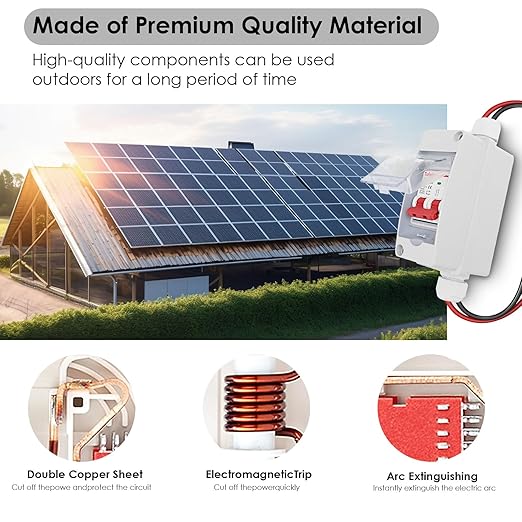Solar Panel Disconnect Switch, Solar Disconnect Switch IP Water Proof DC Outdoor PV Miniature Circuit Breaker for Outdoor PV or AC Stystem and Home (32, Amps)