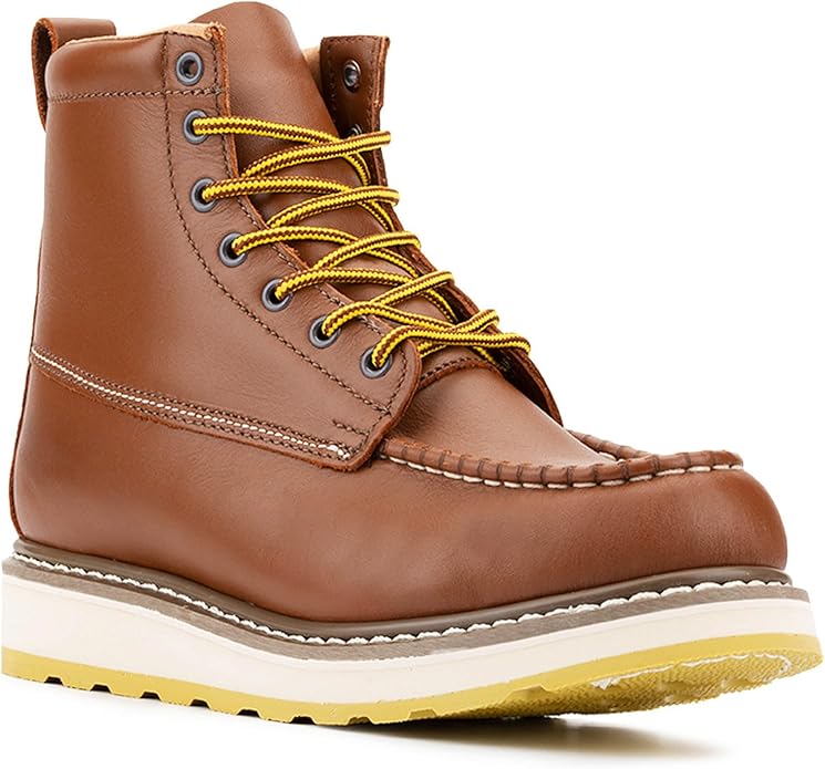 Men's SureTrack 6" & 8'' Leather Soft Toe Work Boot for Men, Welt Construction, Oil/Slip Resistant, Wedge Sole, Moc Toe Men's Work Boots, EH, 84994 & 86994
