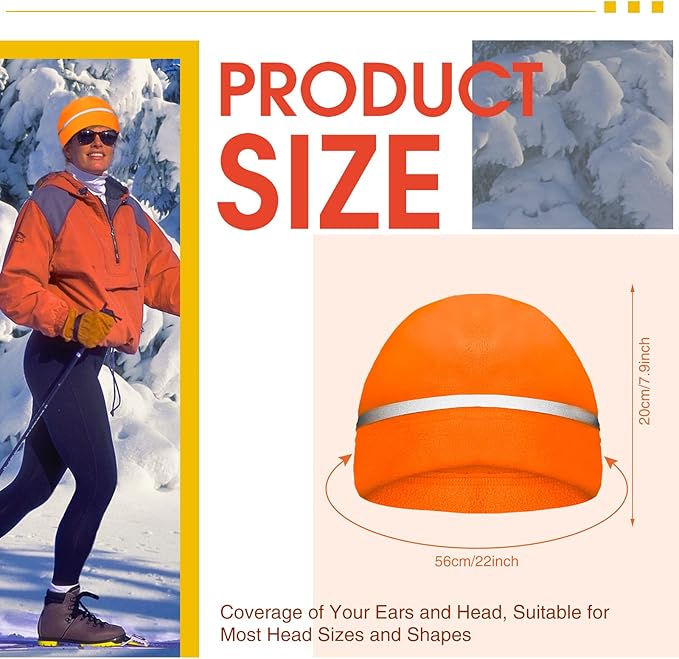 3 Pieces Safety Beanie High Visibility Reflective Beanie Hat Unisex Winter Security Beanies for Outdoor Night Works, Sports