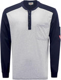 TICOMELA FR T Shirt Flame Resistant Shirt 5.5oz 100% Cotton Light Weight Workwear Men's Long Sleeve Henley Shirts