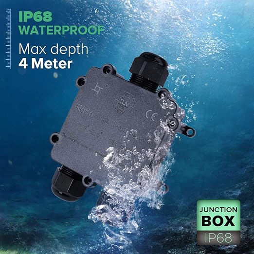 3 Way Electrical Junction Box, La Vane IP68 Waterproof 3 Way Cable Connector Lighting Connector Electric External Coupler, Cable Gland Ø 4-14mm