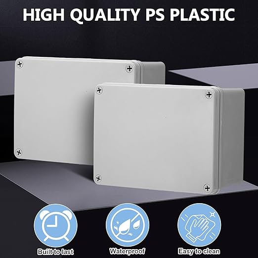 Kanayu Conduit Box Electrical Junction Box Plastic Dustproof Waterproof Gray White Protect Conduits and Fittings Universal Electrical Project Enclosure for Outdoor(8'' x 6'' x 4'')