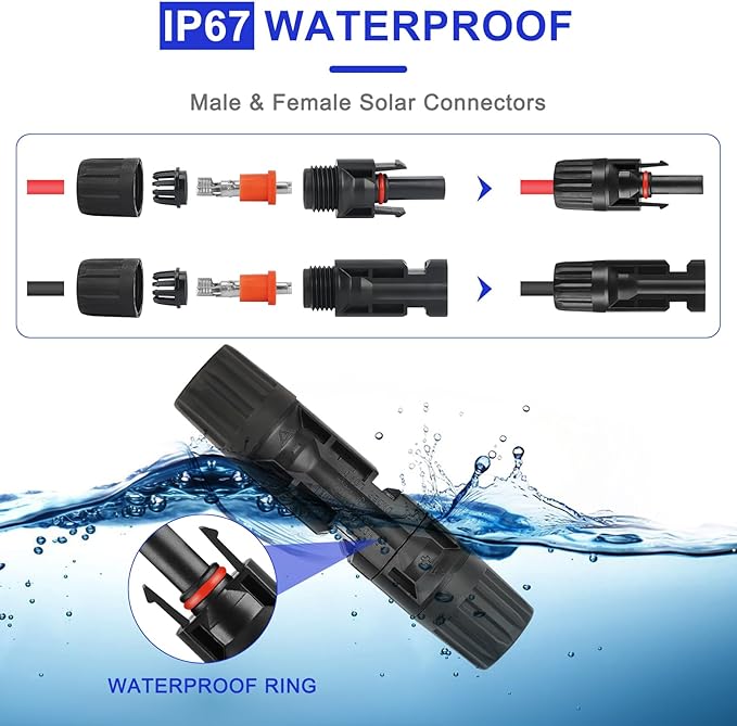 Solar Crimper Tool Kit with Crimper Stripper and 13 Pairs Solar Connectors and 2PCS Spanner Wrench, Crimper Tool for AWG14-10 Solar Panel Cable Wire Assembly and Installation
