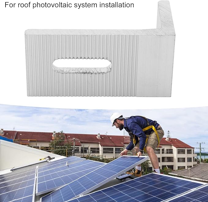 10Pcs Solar Panel Mounting Brackets, L Foot Solar Roof Mount, Aluminum Alloy Solar Panel Bracket Kit, Glossy Photovoltaic Brackets for Roof PV System, 3.14x1.57x1.57in