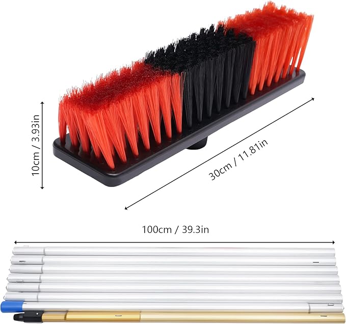 26ft Water Fed Pole Window Cleaning System, Cleaning Brush Tool Solar Panel Brush Extendable Solar Panel Cleaning Brush and Pole Multi-Angle Adjustment for High Window Cleaning