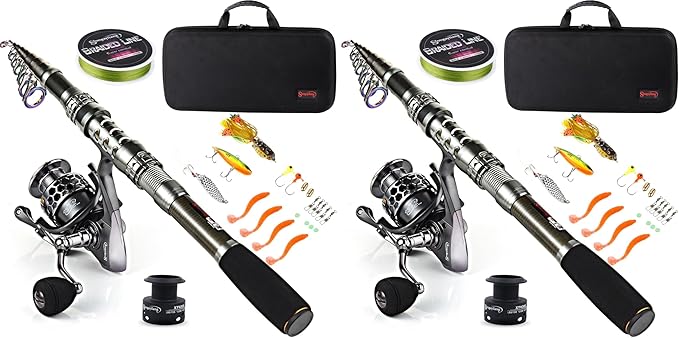 Sougayilang Fishing Rod Reel Combo with Telescopic Fishing Pole Spinning Reel Carrier Bag for Travel Saltwater Freshwater Fishing